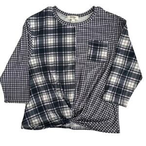 Girls Speechless 3/4 Sleeve Twist Front Plaid Pattern Play Top Size XL
